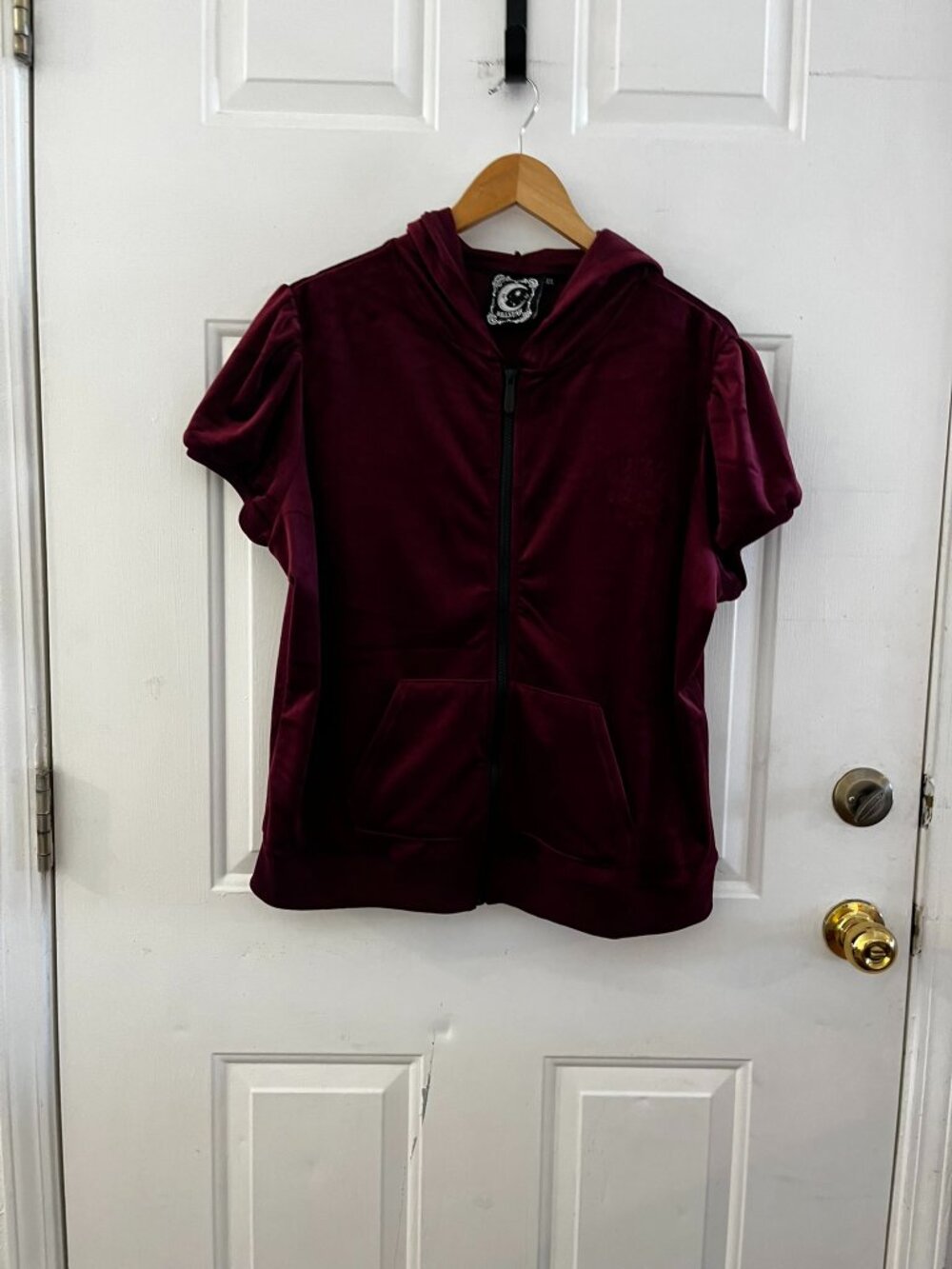 Killstar Woman's Goth Plus-Size Dee-Lux Burgundy Velvet Spell-Out Hoodie Sz 4x